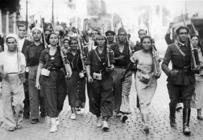 Photo: The Popular Militia of Saragosa form in the streets of Spain to fight fascism., 1936
